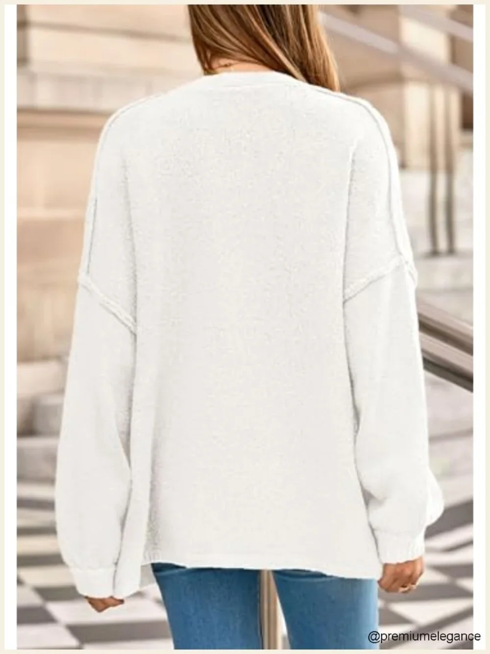 Chunky Cardigan Sweater with Lantern Sleeve Button Down Open Front Pockets
